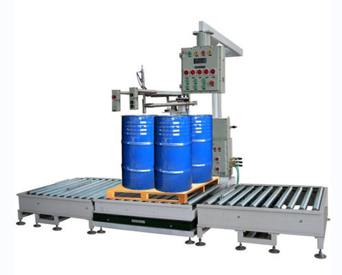 جودة  Auto 1000L Container IBC Filling Equipment Weighing With Roller Conveyor مصنع